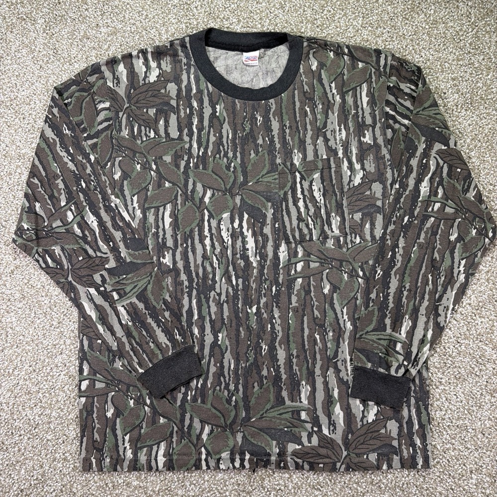 Vintage Liberty Camo Longsleeve Pocket Tee USA Made 90s XL